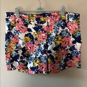 Floral Print Shorts with Pink, Blue and Yellow Accents size 12